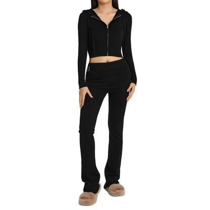 Chic Street Knitted 2-Piece Flare Tracksuit Set